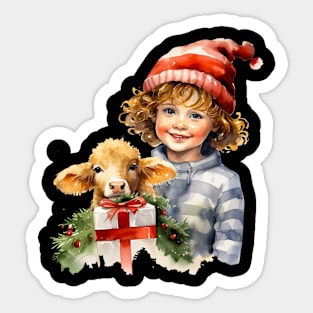 Carb with A Boy Celebrate Christmas Sticker